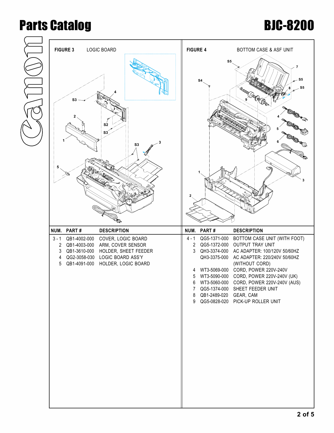 Canon BubbleJet BJC-8200 Parts Catalog Manual-3